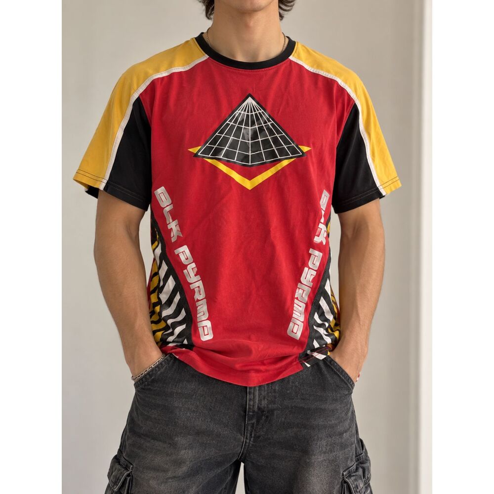 Y2K Black Pyramid Colorblock Graphic Tee